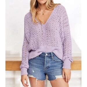 Free People Best Of You Lilac V-Neck Sweater